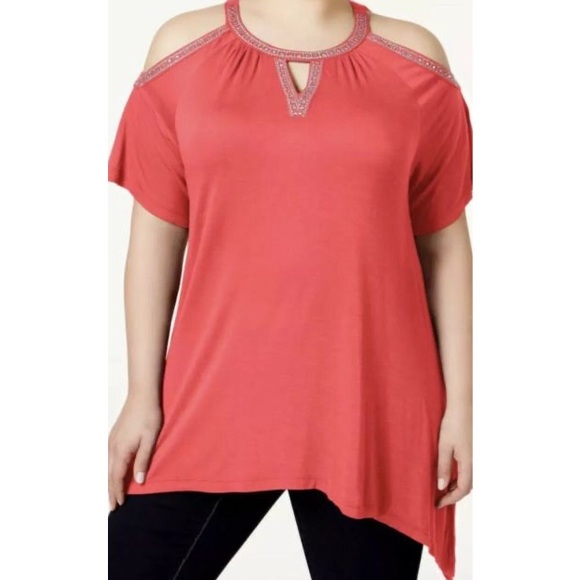 INC International Concepts Tops - INC Keyhole Cold Shoulder Rhinestone Top
